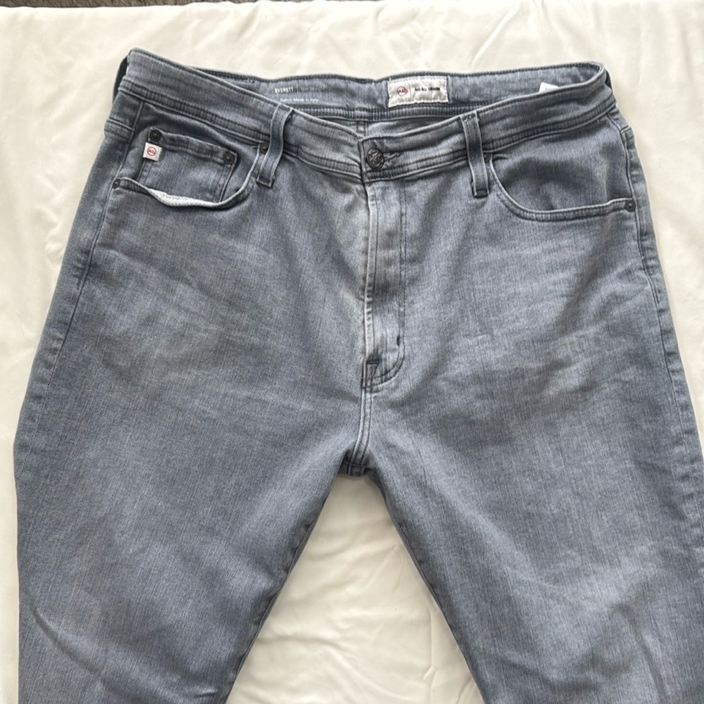 AG Mens’s Gray Denim Pants 38x33 Slim Straight